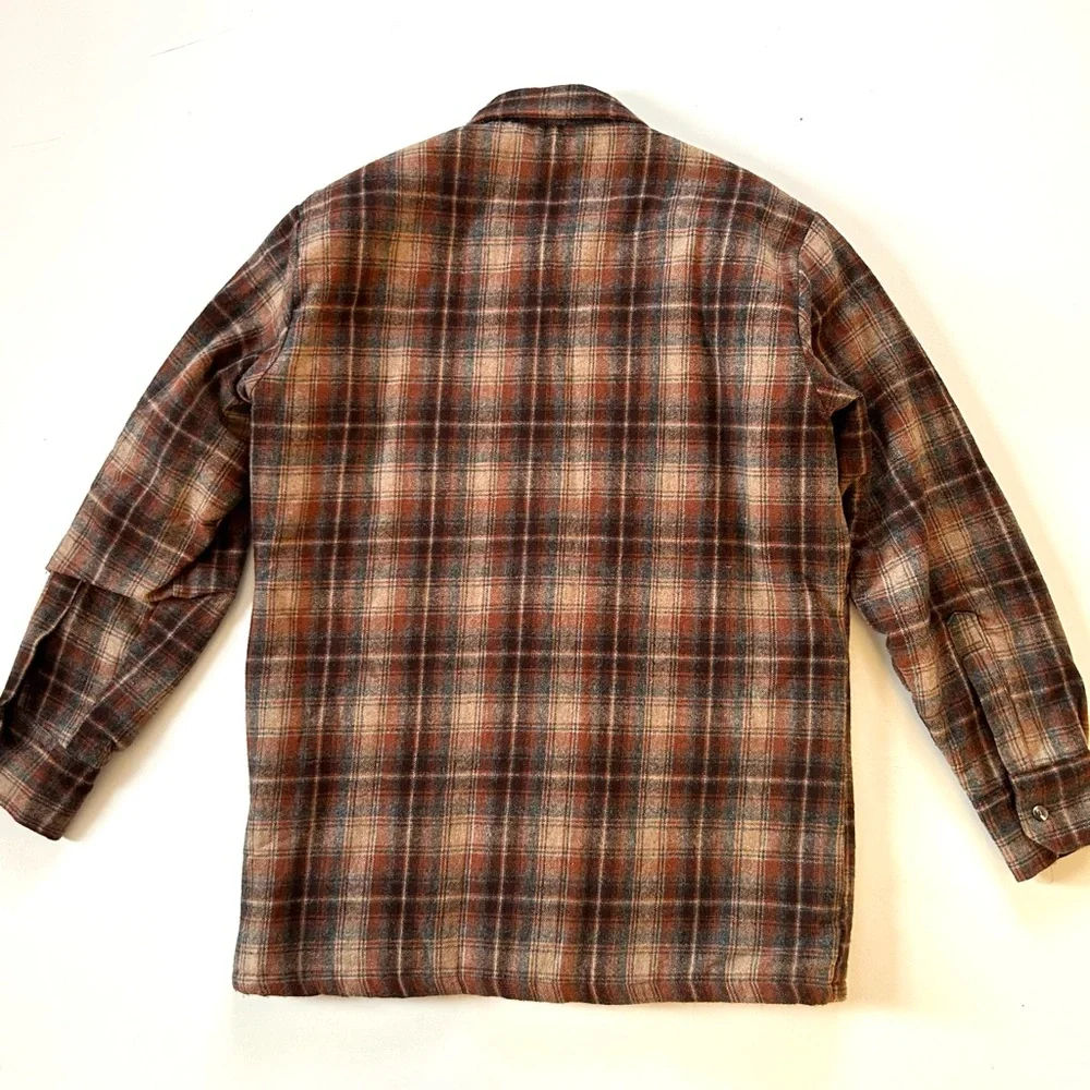 St. John’s Bay Vintage Brown & Tan Plaid Wool Button Down Chore Jacket